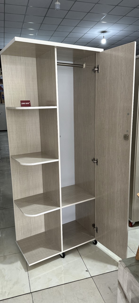 Tủ áo nhựa kèm kệ Juno Sofa màu sồi ngang 75 x cao 1m85 x sâu 45 cm