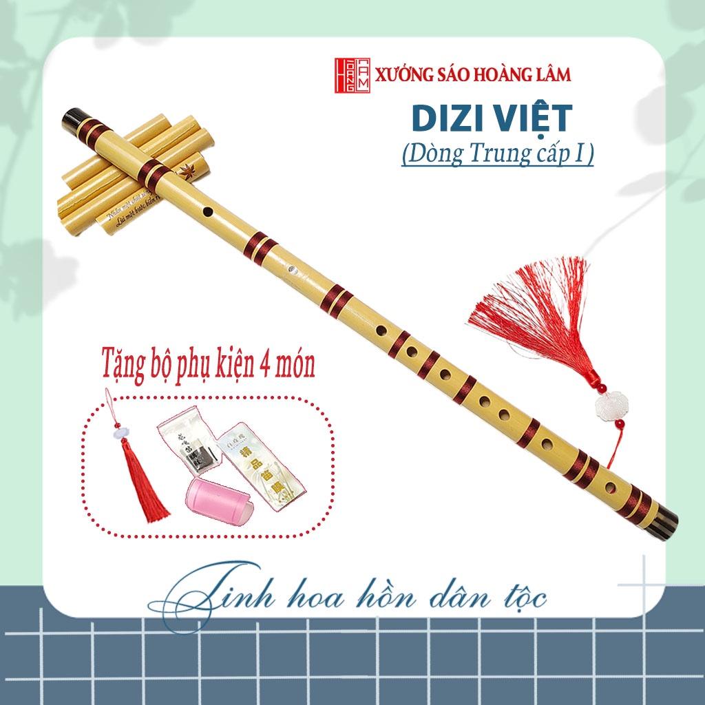 Sáo trúc Dizi Việt tone Sol trầm nứa namTrung Cấp I tặng bộ phụ kiện màng rung, ốp màng, keo dán và dây treo hoa sen