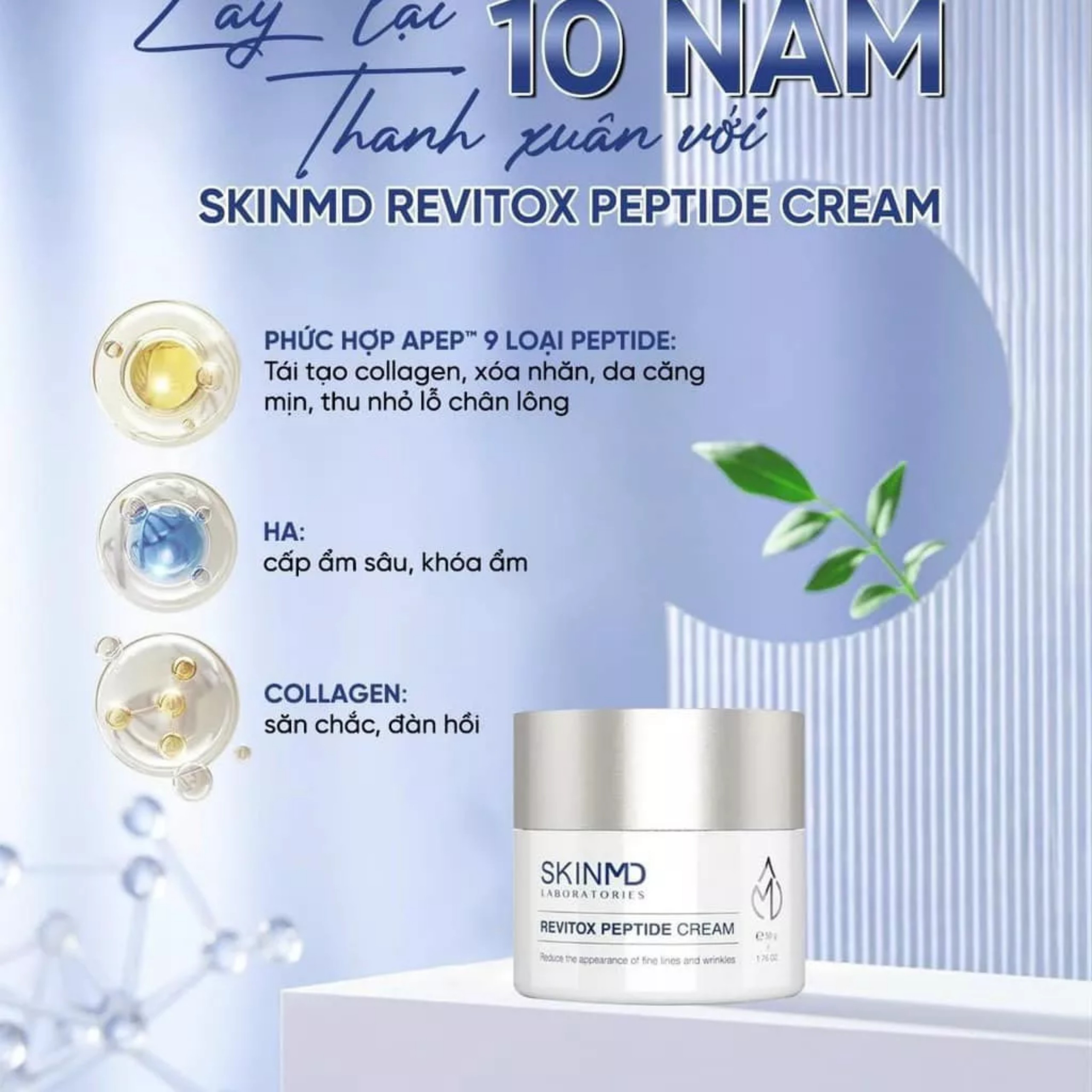 Bộ đôi mờ nám nâng cơ chuyên sâu SKINMD PURE WHITENOL INTENSIVE CREAM 15g và SKINMD REVITOX PEPTIDE CREAM 50g tác động mạnh mẽ giúp mờ nám trắng da mờ vết thâm