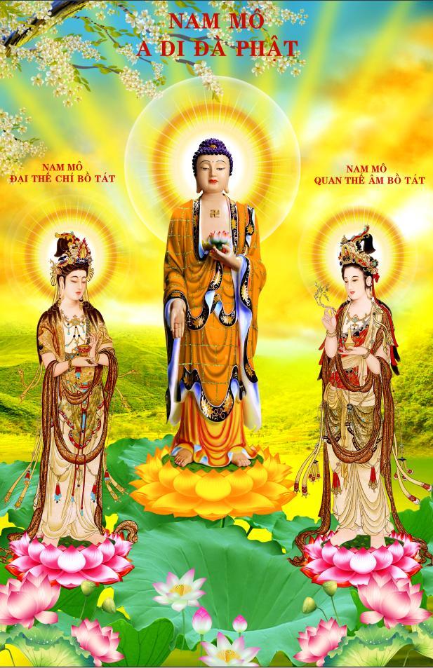 Tranh đính đá tam thế phật LV527 75 x 110 cm chưa đính