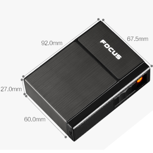 Vỏ Hột Quẹt Bật Lửa Sạc Điện USB Kiêm Hộp Đựng 20 Điếu Focus YH035A Nhỏ Gọn Đẹp Độc Lạ