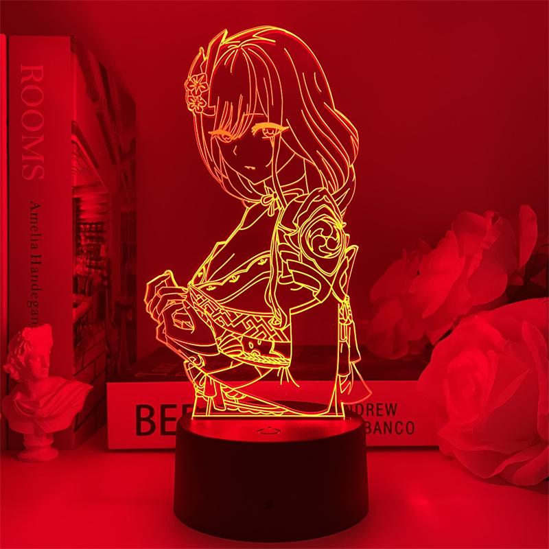Genshin Tác Động Raiden Shogun Đèn Ngủ 3D Led USB Nhân Vật Game Đèn Trẻ Em Quà Tặng Sinh Nhật Phòng Ngủ Đèn Trang Trí