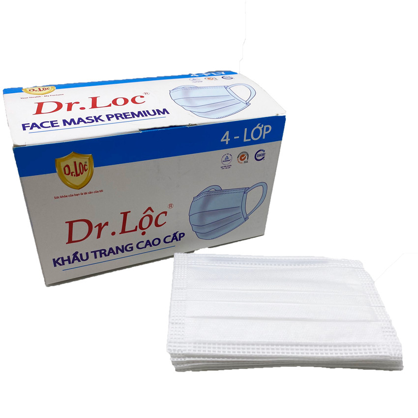 Khẩu Trang Y Tế Dr Lộc 4 Lớp Cho Bé - Màu Trắng