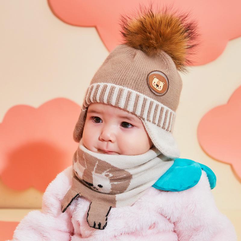 Tai Cho Bé Có Mũ Khăn Bộ Sơ Sinh Và Trẻ Em Mùa Đông Bò Ấm Mũ Bộ Mũ Mềm Bé Gái Bé Trai Bonnet Mùa Đông trẻ Sơ Sinh Mũ Ấm Áp Bộ