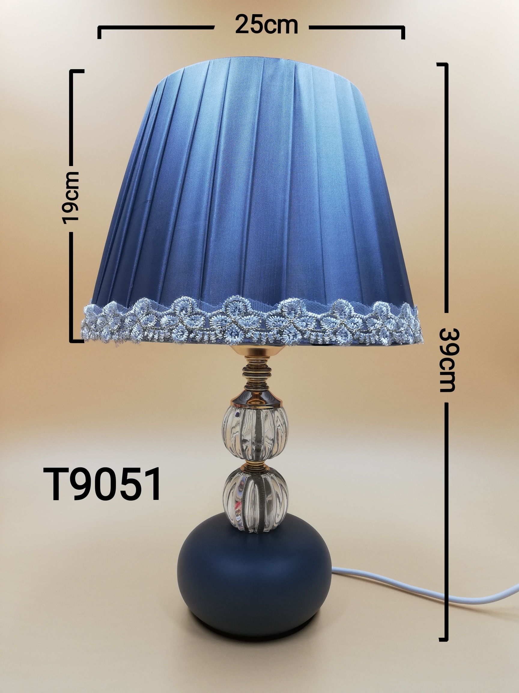 Đèn ngủ để bàn thân 2 bóng tròn VKT T9051 - 25x39(cm) (tặng kèm bóng)