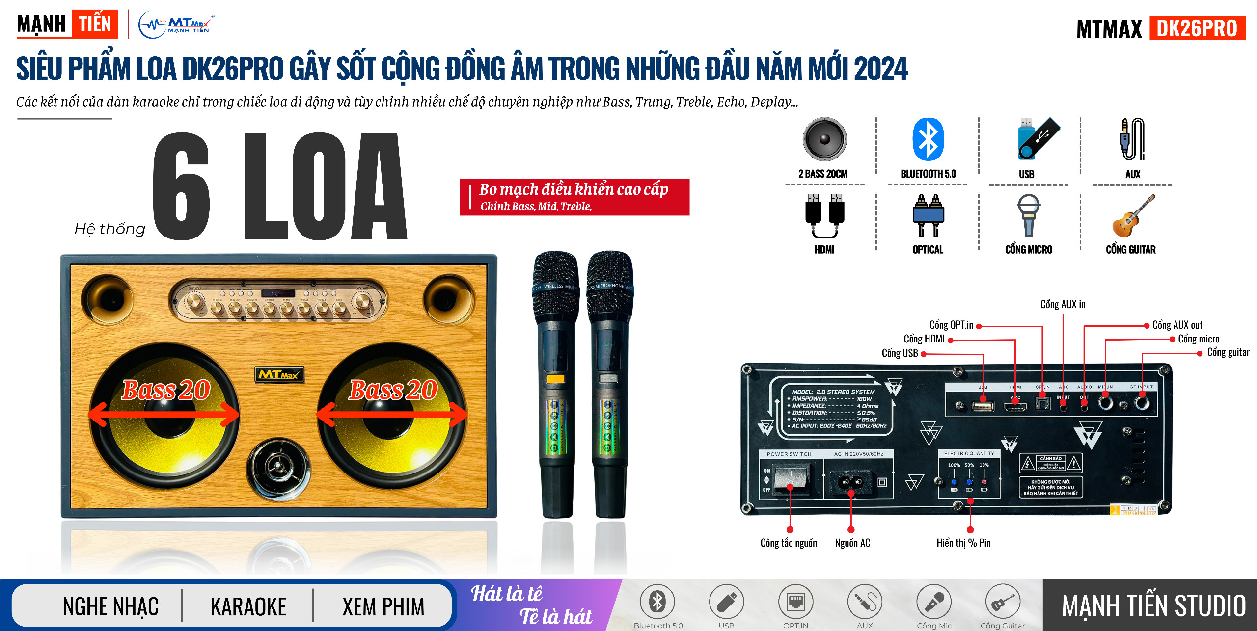 Loa Xách Tay MTMAX DK26Pro - Loa Karaoke Chính Hãng Giá Tốt Nhất Năm, Công Suất Lớn, Bảo Hành 12 Tháng Hàng Chính Hãng