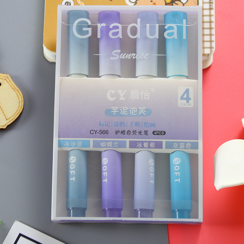 Set 4 bút dạ quang Gradual màu màu Gradient  CY-566