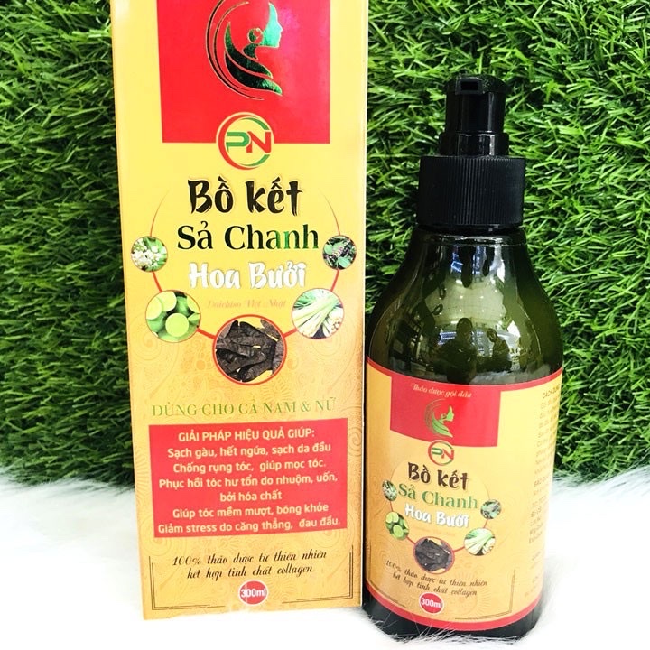 Phụ kiện đồ dùng nhà tắm -Dầu gội bồ kết sả chanh hoa bưởi ,chai 300ml giúp tóc chắc khỏe , dày , bóng mượt