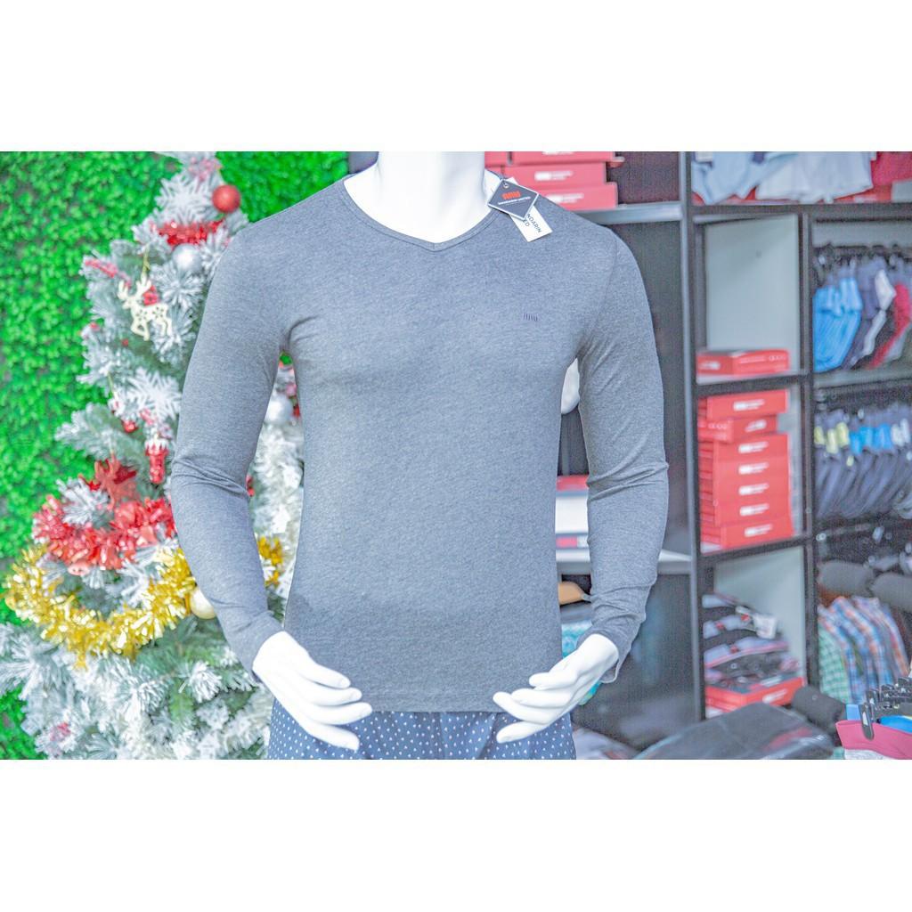 ☆ áo giữ nhiệt cổ tim dài tay nam thu đông, chất cotton co giãn, dáng ôm, cao cấp