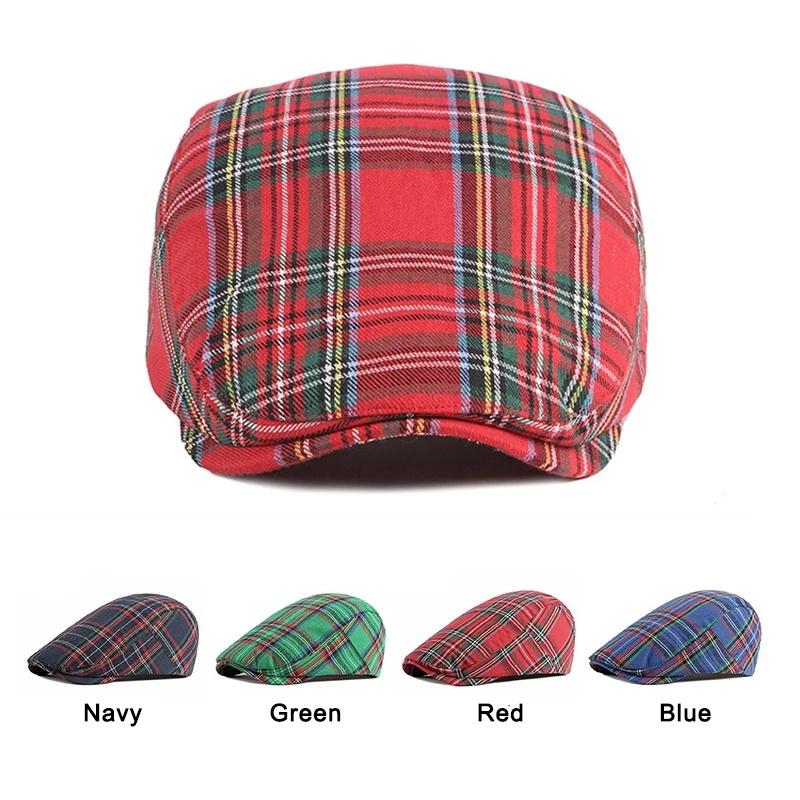 French Style Retro Classic Lattice Berets/ Unisex Adjustable Literary Painter Cap/ Spring Summer Sunshade Red Green Duckbill Flat Hat