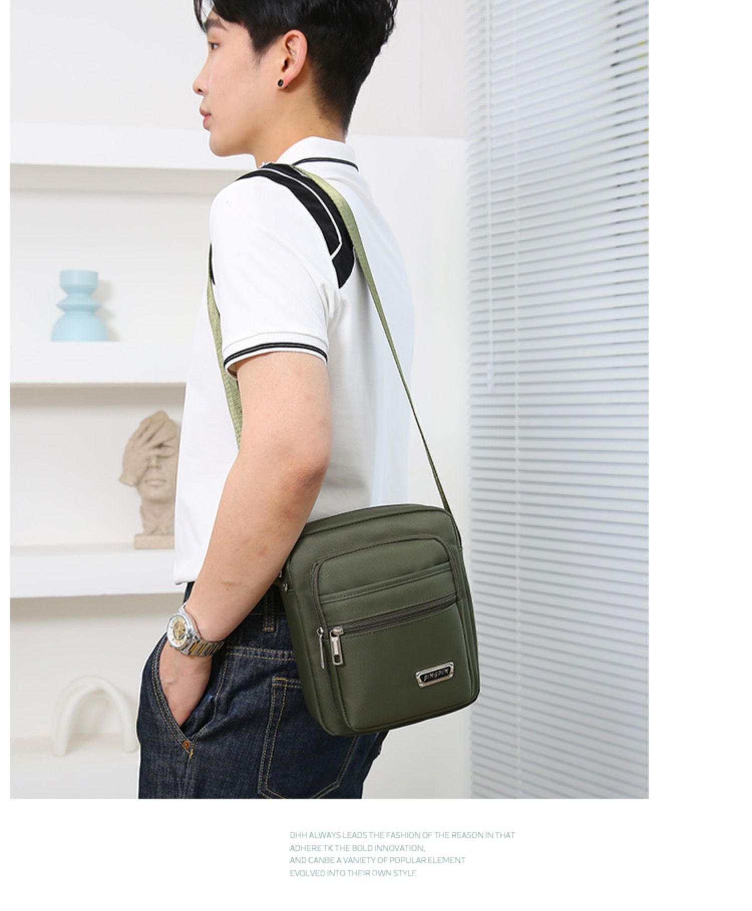 Túi Đeo Vai, Túi Đeo Chéo Vải Nylon Cao Cấp Chống Thấm, Túi Đeo Hông Cao Cấp Nhiều Ngăn Tiện Lợi Thời Trang Nam Phong Cách Hàn Quốc