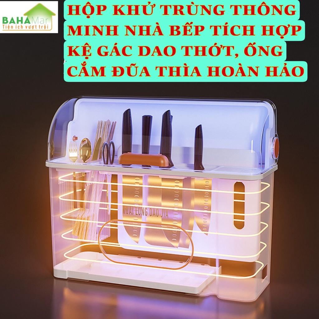 HỘP KHỬ TRÙNG THÔNG MINH NHÀ BẾP TÍCH HỢP KỆ GÁC DAO THỚT, ỐNG CẮM ĐŨA THÌA HOÀN HẢO  thông minh khử trùng