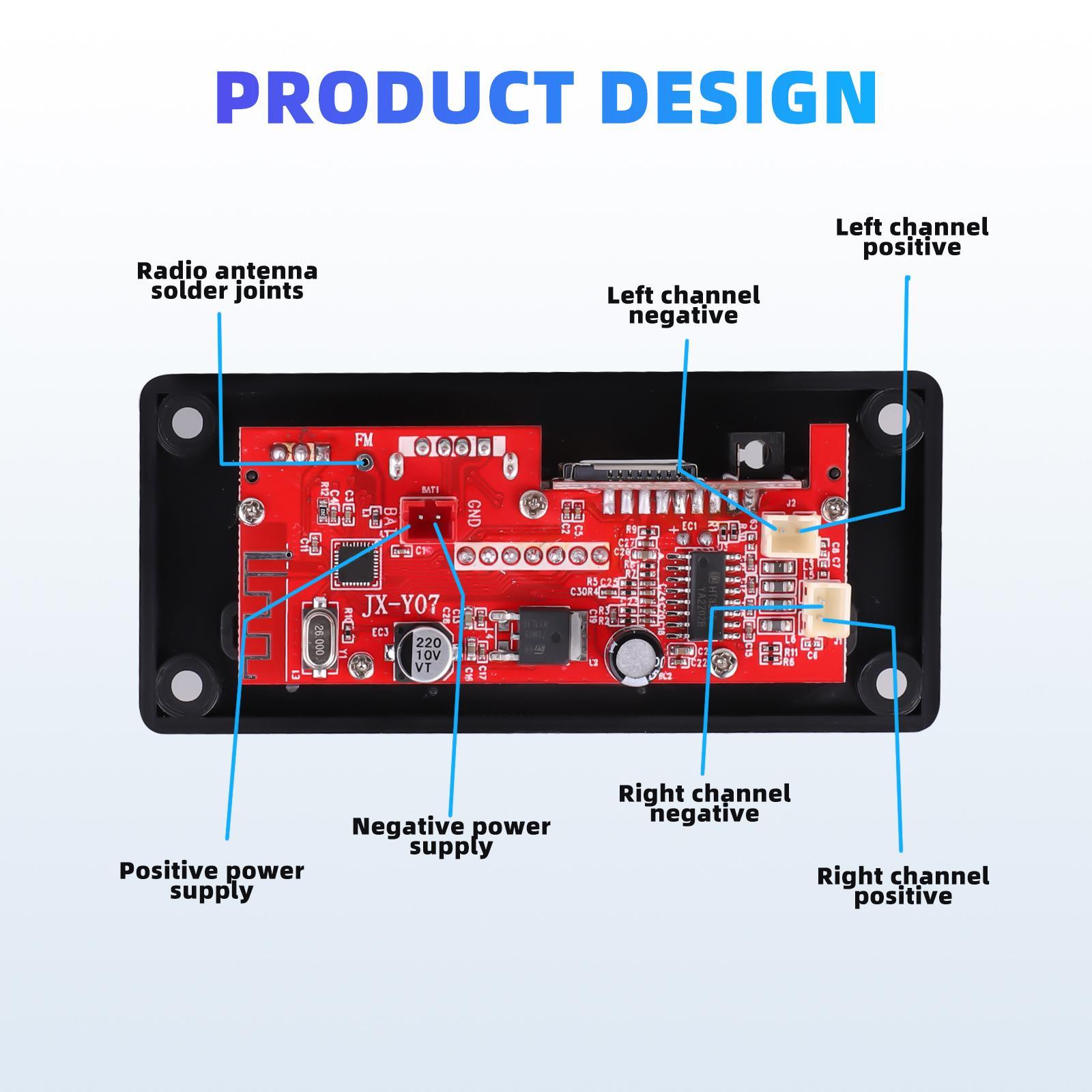 5.0 MP3 Player Decoding Board Audio Transceive Speaker 2x60W for Home
