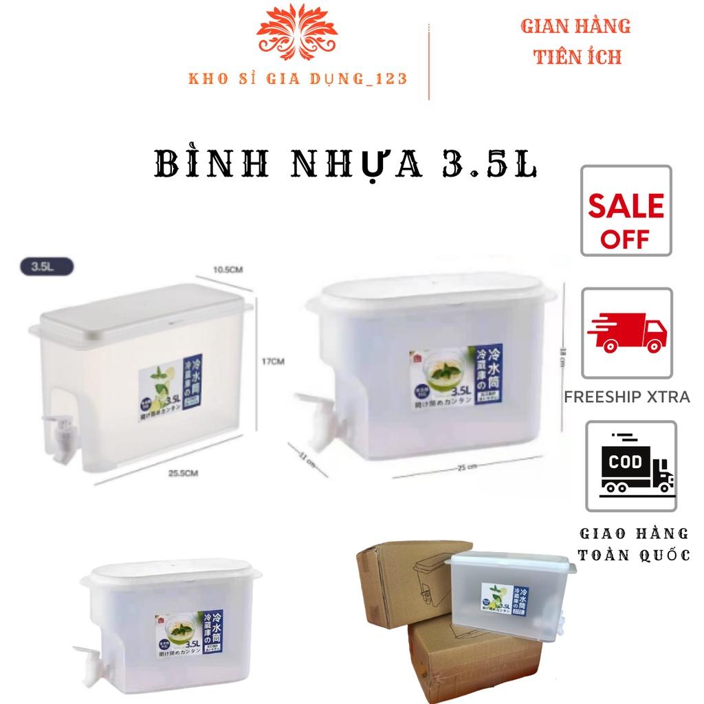 Bình nước nhựa để tủ lạnh có vòi thể tích 3.5l " Cao Cấp" an toàn tiện lợi Bình trữ đông pha trà, đựng nước hoa quả