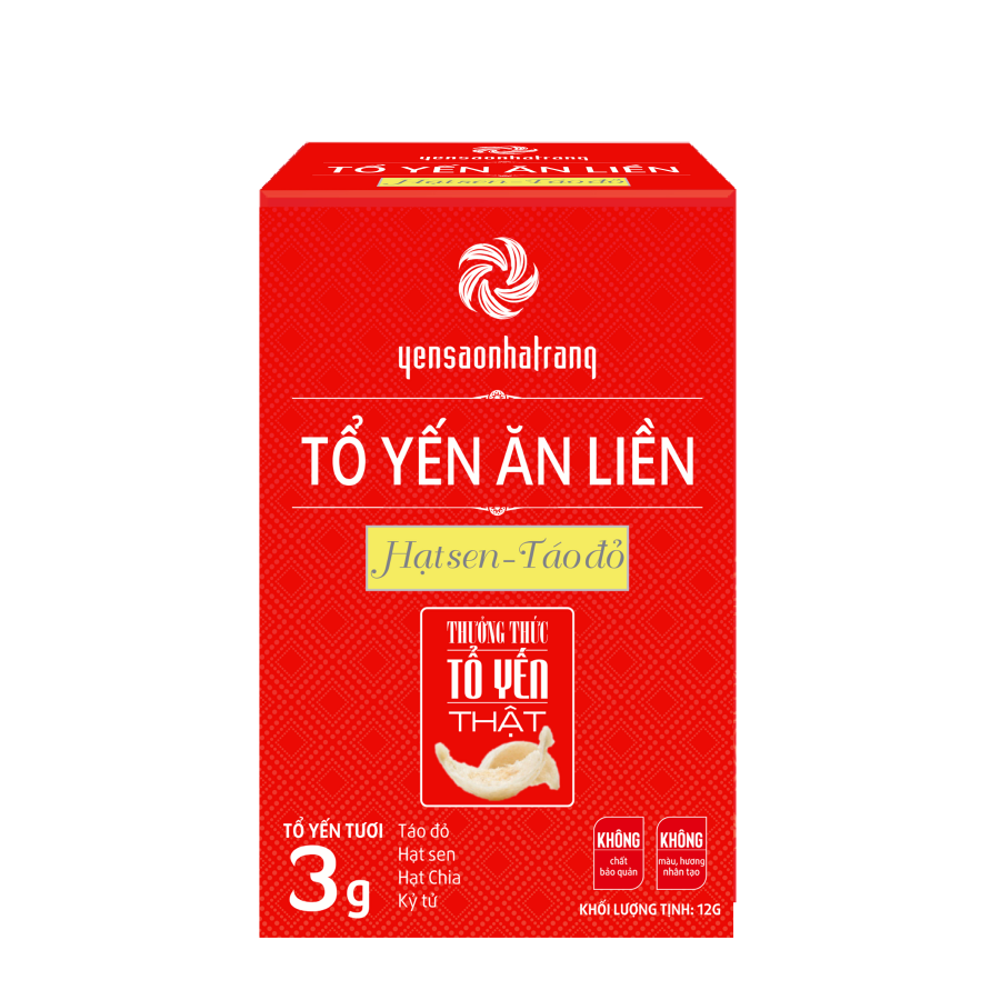 Tổ Yến Ăn Liền Hạt Sen Táo Đỏ 12g Yến Sào Nha Trang