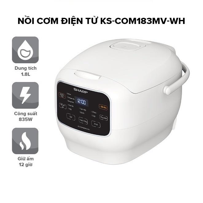 Nồi Cơm Điện Tử Sharp KS-COM183MV-WH 1.8L -Hàng Chính Hãng