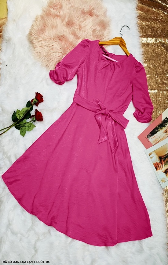 ĐẦM XÒE TAY LỞ THẮT NƠ EO
