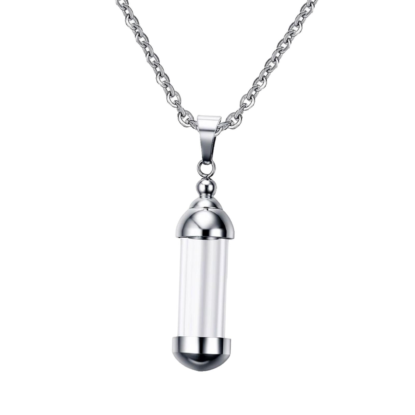 Stainless Locket Pendant Necklace Ash Urn  Cremation Keepsake Sliver