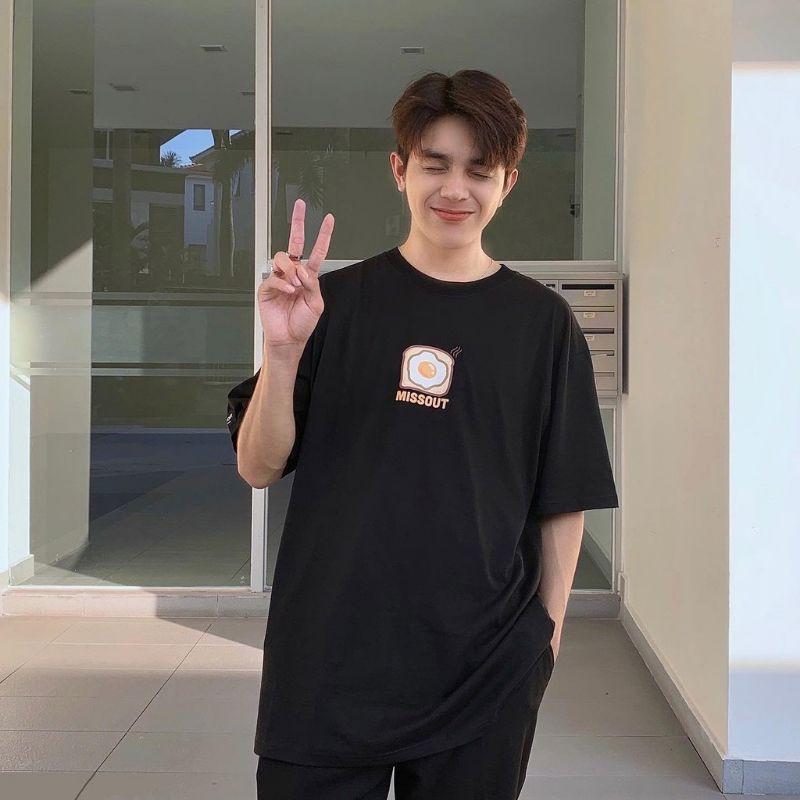 Áo thun unisex tay lỡ EGGS LOGO || Hany shop
