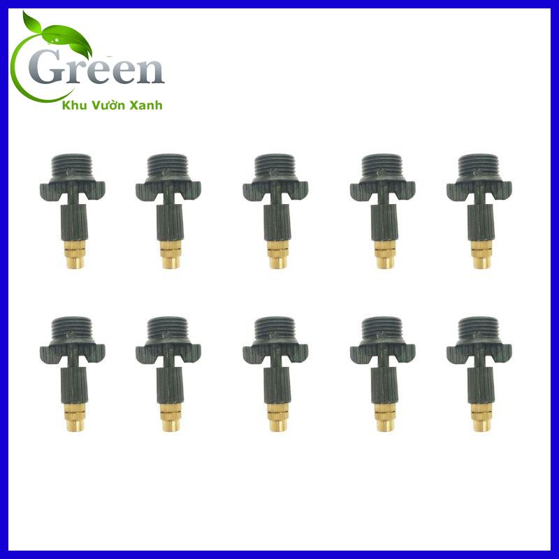 Combo 5/10 béc phun sương đồng đơn kèm chân ren 21mm