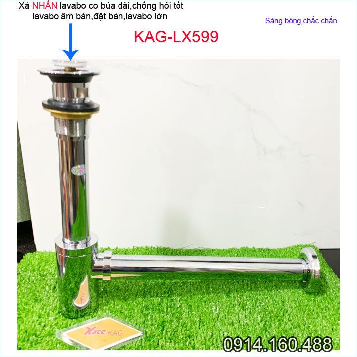Xả lavabo KAG-LX599 Korea, bộ xả bồn rửa mặt co búa cao cấp inox dày sáng bóng thoát nhanh chống hôi tốt