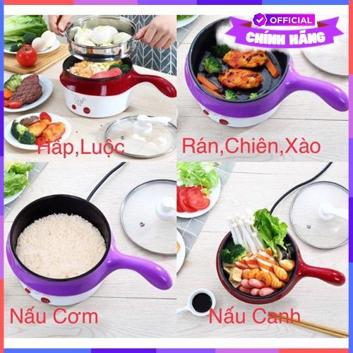 Nồi Lẩu Điện Vouller Mini Đa Năng 2 In 1 Hấp, Chiên, Luộc - Đỏ, Hồng, Xanh Giao Màu Ngẫu Nhiên - Hàng Chính Hãng