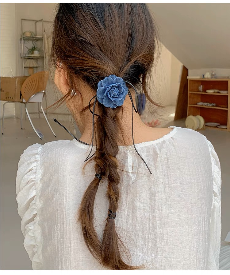 Vòng cổ chocker hoa jean cột nơ hottrend