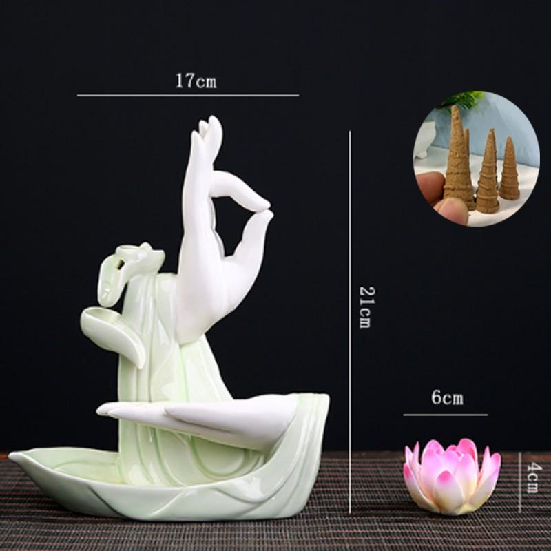 Thác khói trầm hương CAO CẤP TẶNG 5 NỤ TRẦM LOẠI 1 mẫu Tay Phật Ngọc Thủ Ấn, thác khói toả ngược