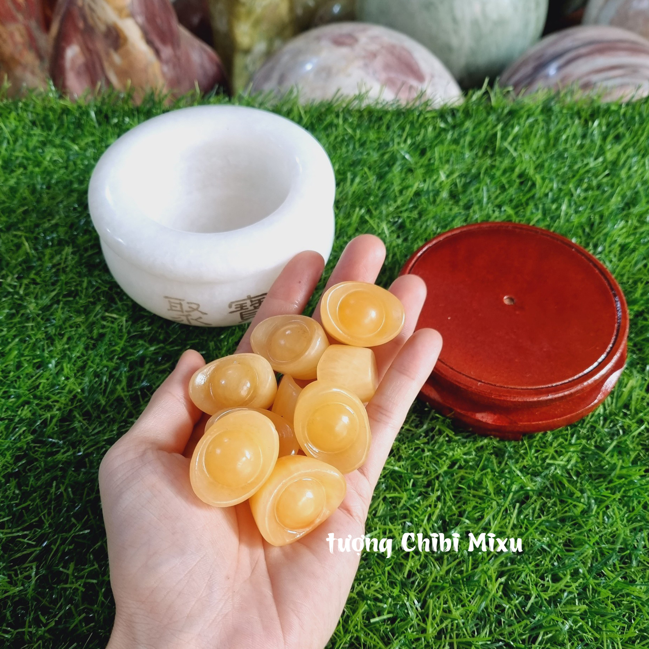 Bát Tụ Bảo bạch ngọc size 10cm