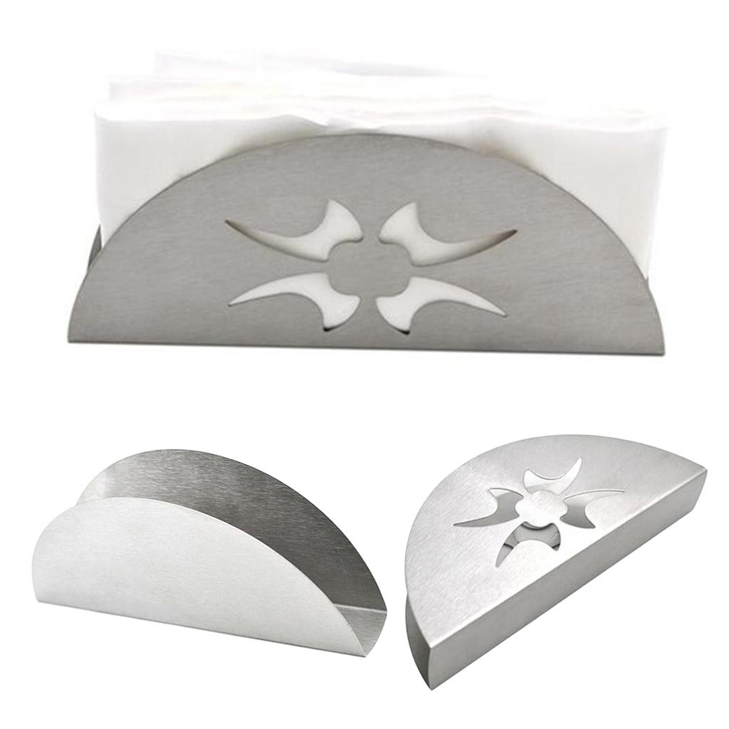 Stainless Steel fan-shaped Tissue Napkin Holder Free Standing Paper Rack New