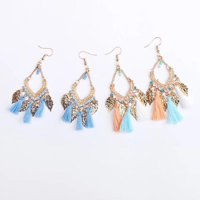 Bông tai lông vũ - Khuyên tai bohemian - Hoa tai tua rua - Khuyên tai du mục - Hoa tai boho - vintage
