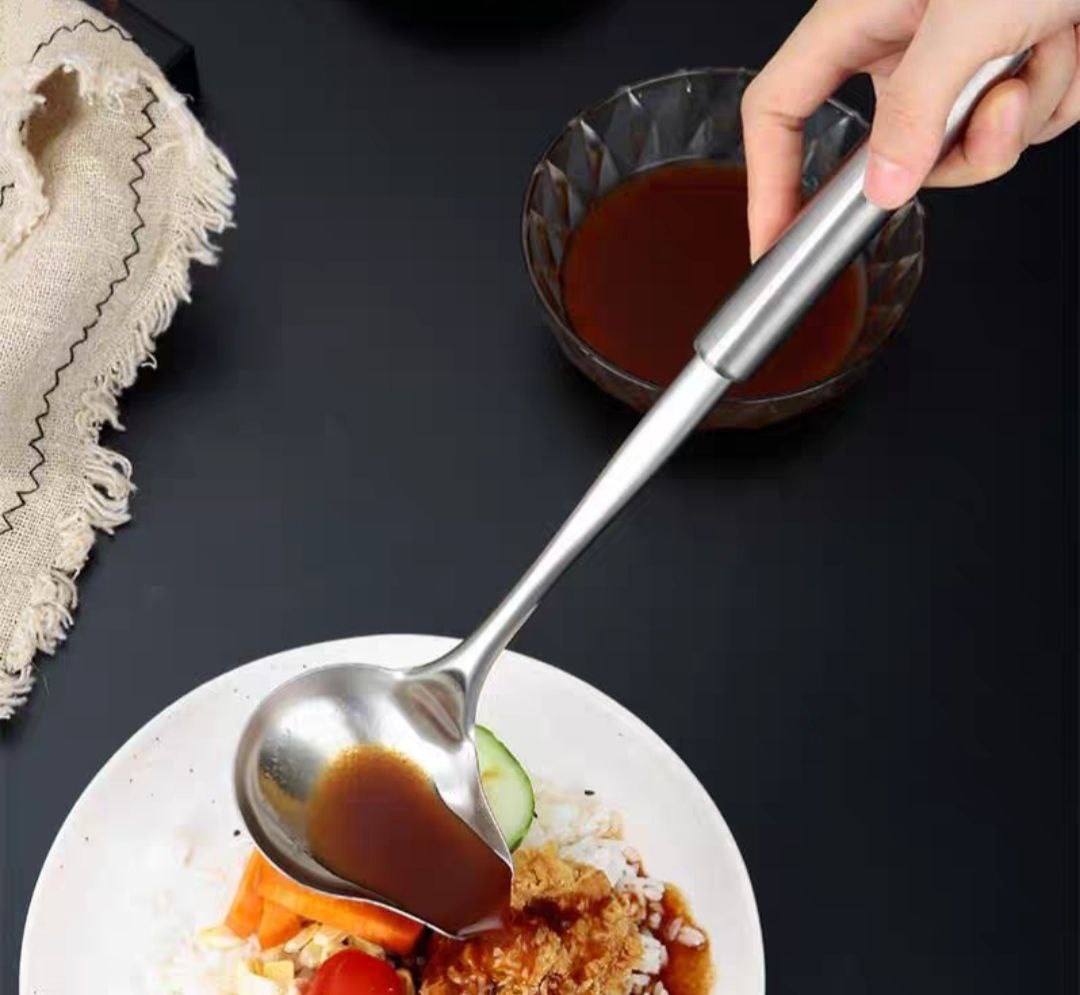 Muôi muỗng thìa to mỏ vịt múc nước lèo múc trân châu, cốt sữa dừa inox (muôi múc trân châu đường đen)