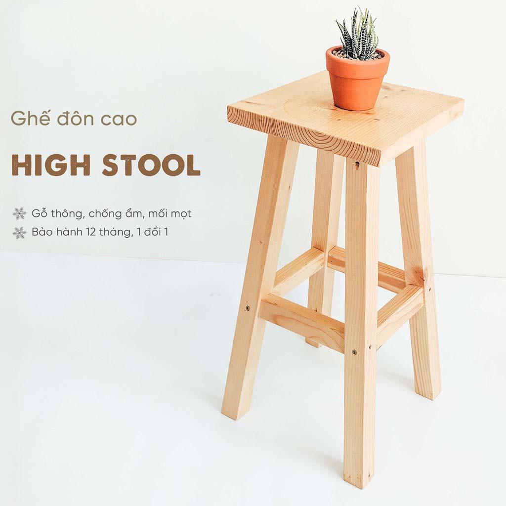 Ghế Đôn /Ghế Trang Trí Decor Gỗ Thông/ Bàn Ngồi Ban Công+ Dễ Tháo Lắp
