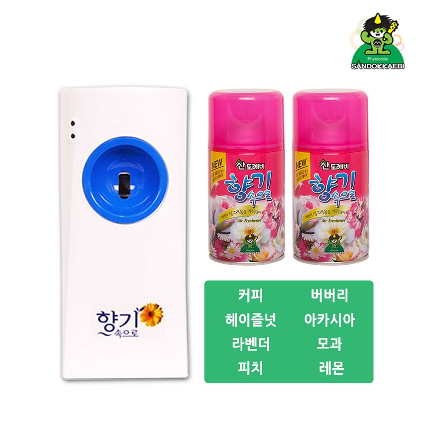 Combo máy xịt phòng tự động + 01 chai xịt phòng hương nước hoa cao cấp Hàn Quốc Sandokkaebi 300ml - Giao màu máy &amp; mùi hương ngẫu nhiên)