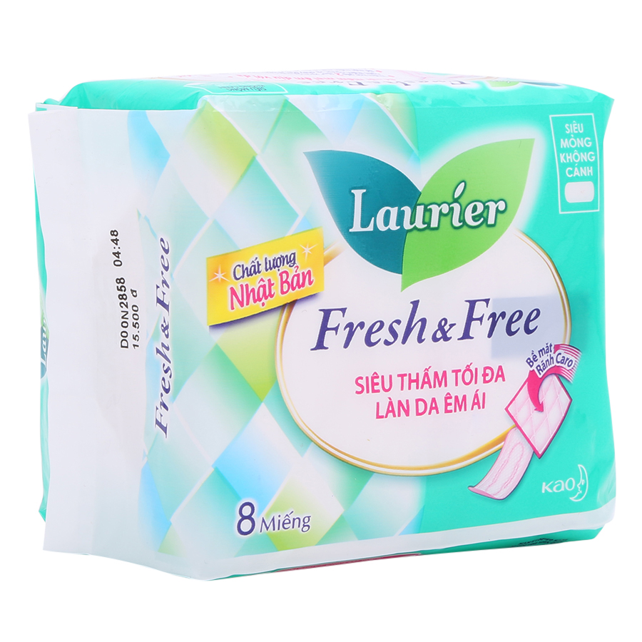 Combo 6 Băng Vệ Sinh Laurier Fresh &amp; Free Siêu Mỏng Không Cánh - 8 Miếng