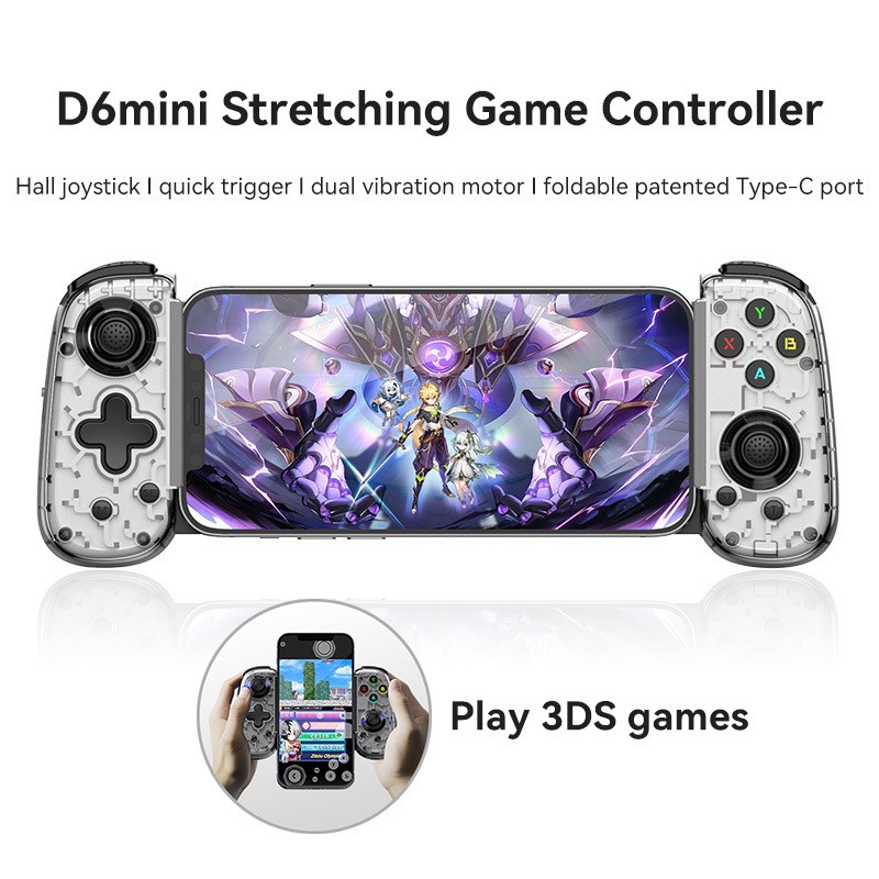 Gamepad Tay Game Không dây Bluetooth D6 mini hall joystick đa nền tảng cho máy tính - điện thoại - máy game Console hàng nhập khẩu