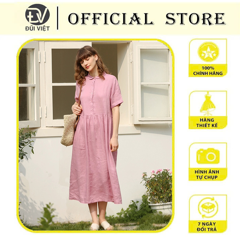 Đầm váy babydoll thiết kế dáng suông cổ sơ mi chất liệu thoáng mát. sang trọng, lịch sự mẫu mới