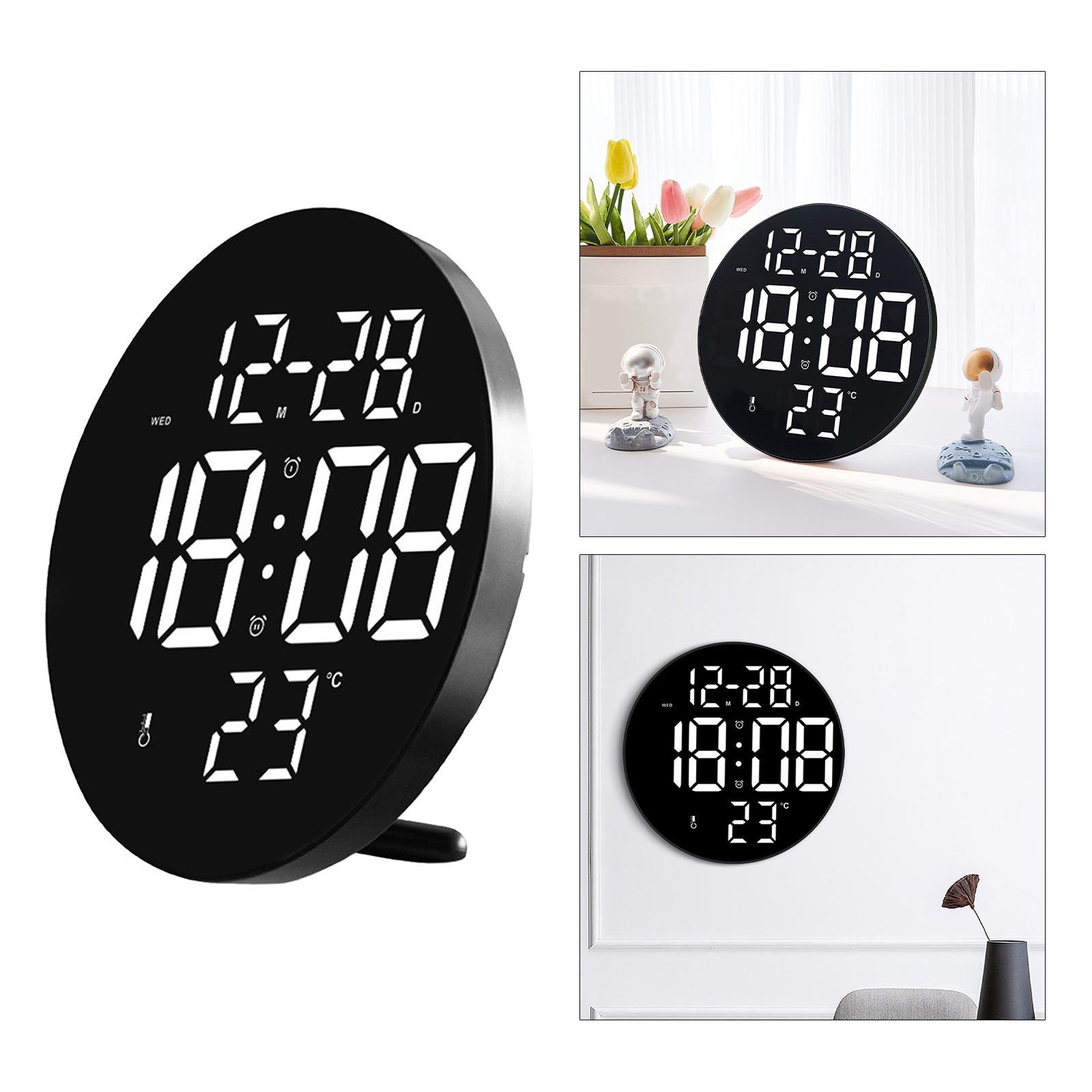Digital Clock, 9" LED Digital Clock Large Display, with Remote Control, Adjustable Brightness, Calendar, Temperature, for Office, Bedroom