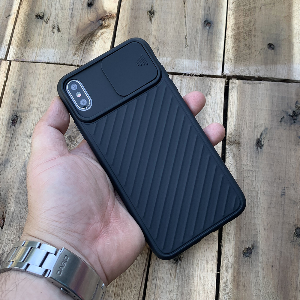 Ốp lưng kéo nắp camera cao cấp dành cho iPhone XS Max - Màu Đen