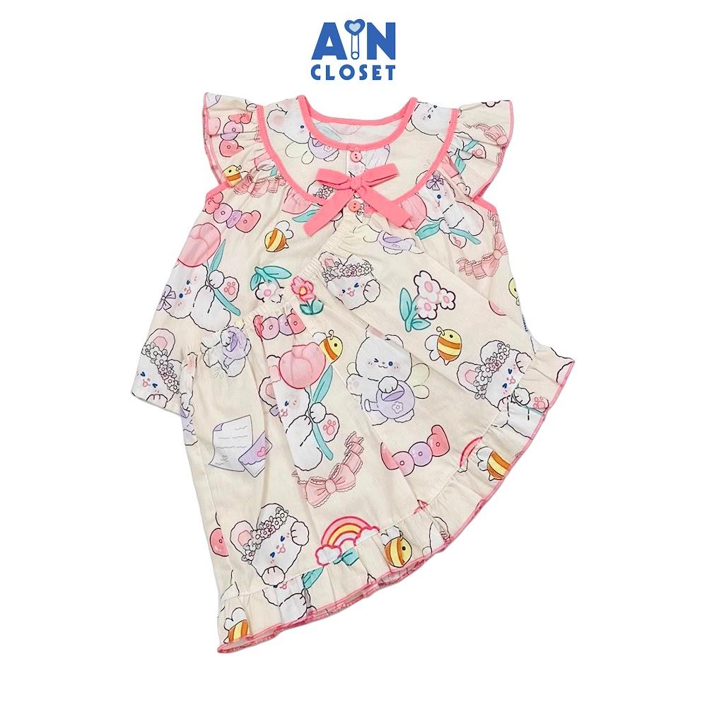 Bộ quần áo Ngắn bé gái họa tiết Thỏ Và Ong Vàng Cotton - AICDBGZUPJXU - AIN Closet