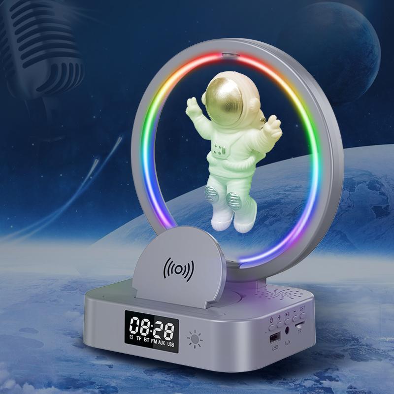 Genai từ tính Levitating Bluetooth Loa không dây Astronaut Loa Hộp âm thanh với bộ sạc không dây LED Light Show không dây Color: Superior Version
