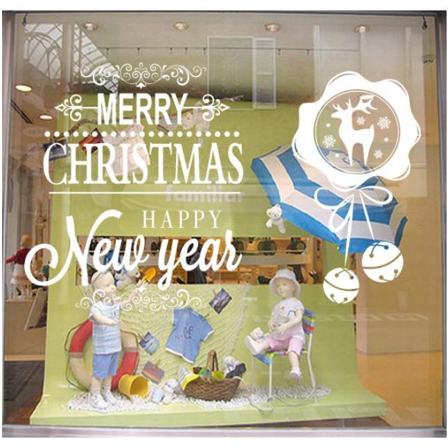 Decal trang trí noel hít tĩnh điện 2 mặt không dơ kính Mẫu chữ phong cách