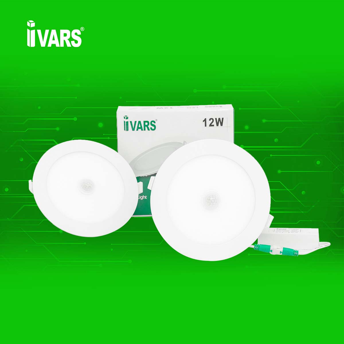 Đèn LED slim panel IVARS âm trần cảm biến siêu mỏng nhẹ 12W - ánh sáng trắng