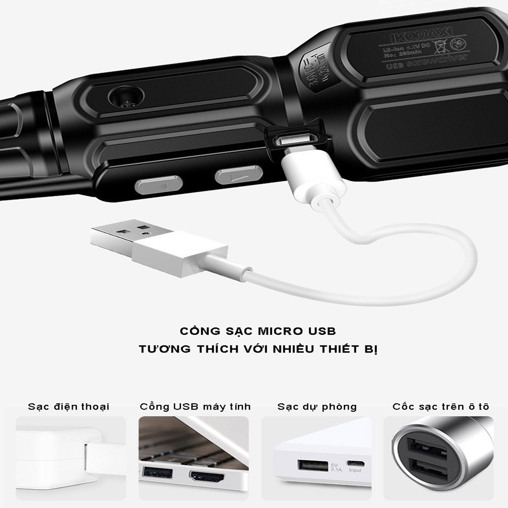 Tua vít điện sạc pin Kalei 3.6V/900mAh với 2 chế độ hoạt động, động cơ dây đồng, bánh răng kim loại dụng cụ vặn vít tự động tiện lợi