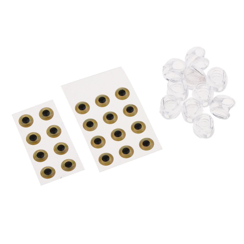20pcs 3D Fishing Eyes Fishing Lure Eye & 10pcs Fishing Head Great Accessory for Make Fishing Bait, Fly Tying, Fishing Lures, Crafts