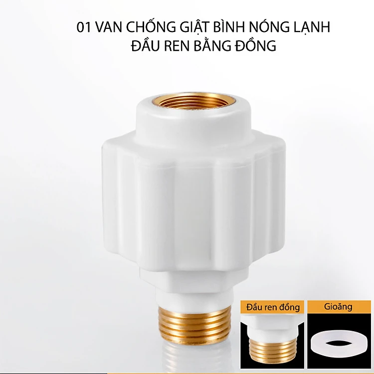 Van chống giật bình nóng lạnh với đầu ren bằng đồng D20mm,hàng LOẠI 1 ren đồng, nhựa chịu nhiệt PPR