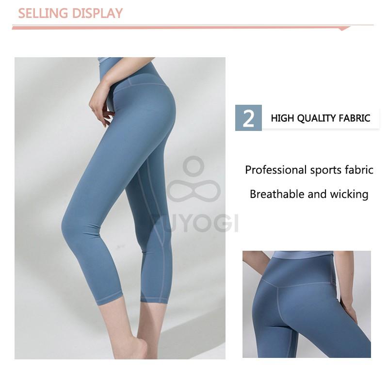 FUYOGI Sports Pants Women'S High-Waist Stretch Tight Yoga Pants V-Shaped Stretch Peach Hip Sports 7-Point Pants Women'S Buttocks Quick-Drying