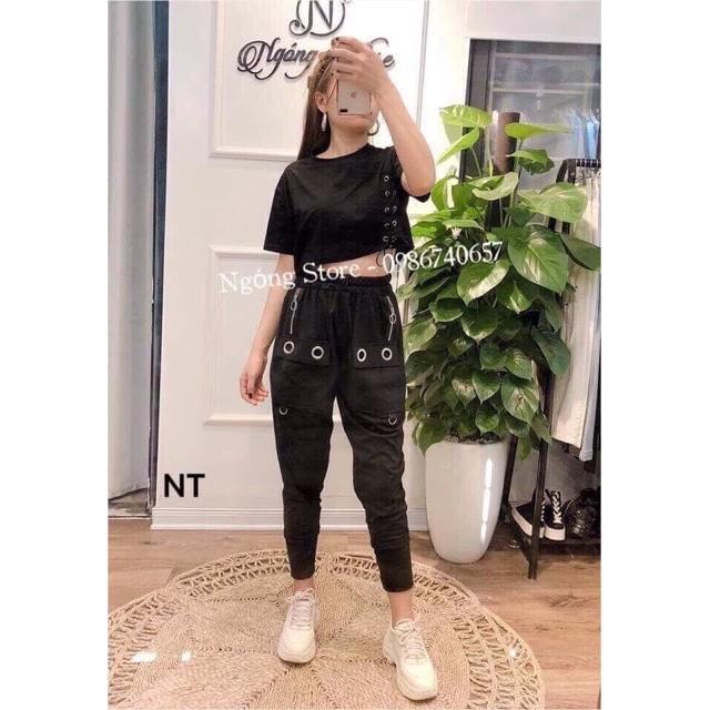 Sét áo croptop oze và quần jogger cá tính