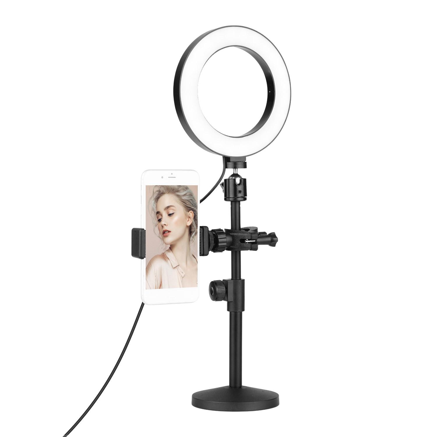 Bộ đèn LED vòng để bàn có thể thay đổi màu 16cm với đầu bóng nhỏ Hỗ trợ