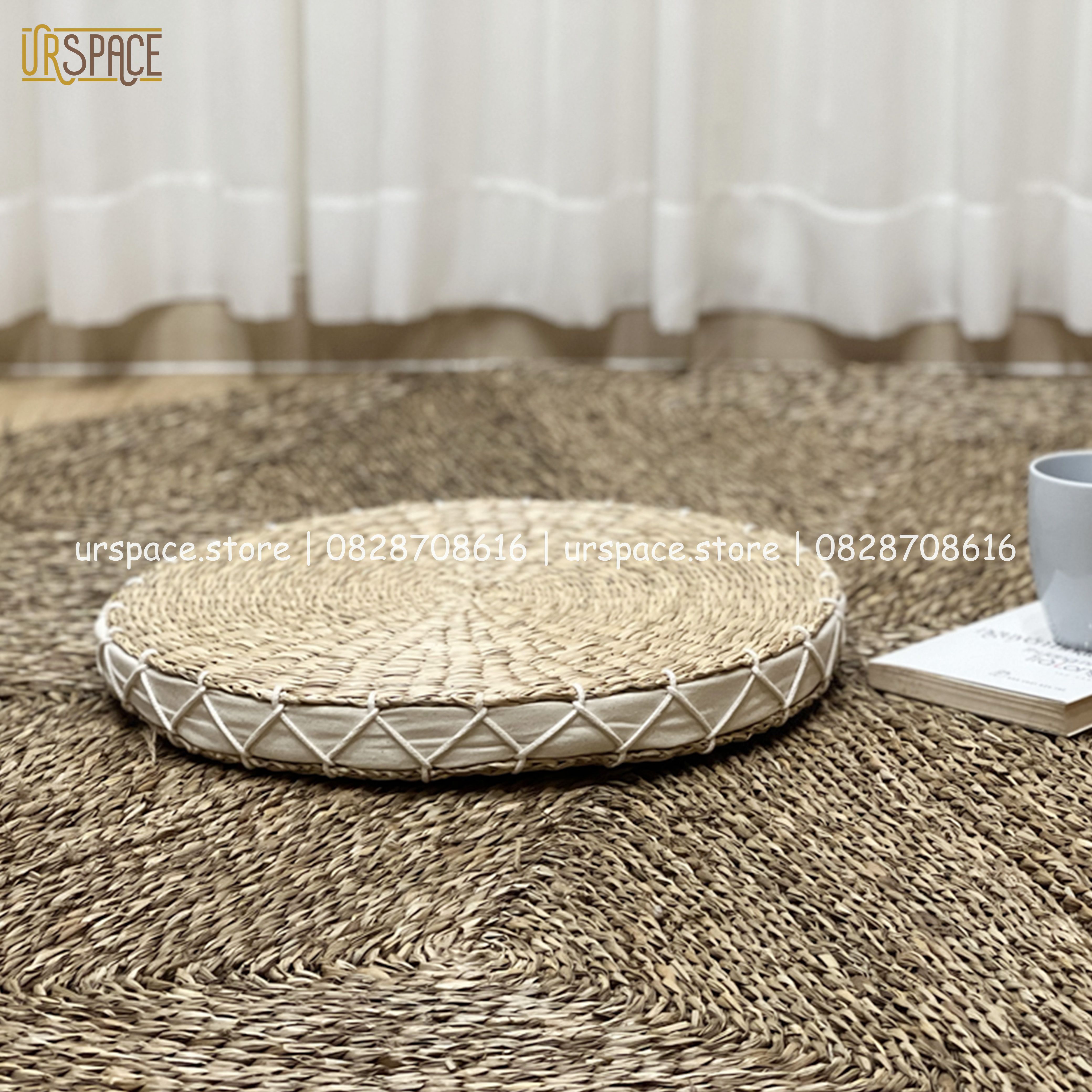 Đệm ngồi thiền bằng cói đệm đa năng hình tròn màu tự nhiên/ Searass Meditation Cushion Natural Color
